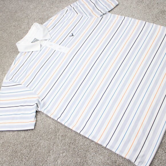 Callaway Opti-Dri Polo Shirt Men XL White/Blue/Orange Golf Short Sleeve Pullover - Picture 6 of 12